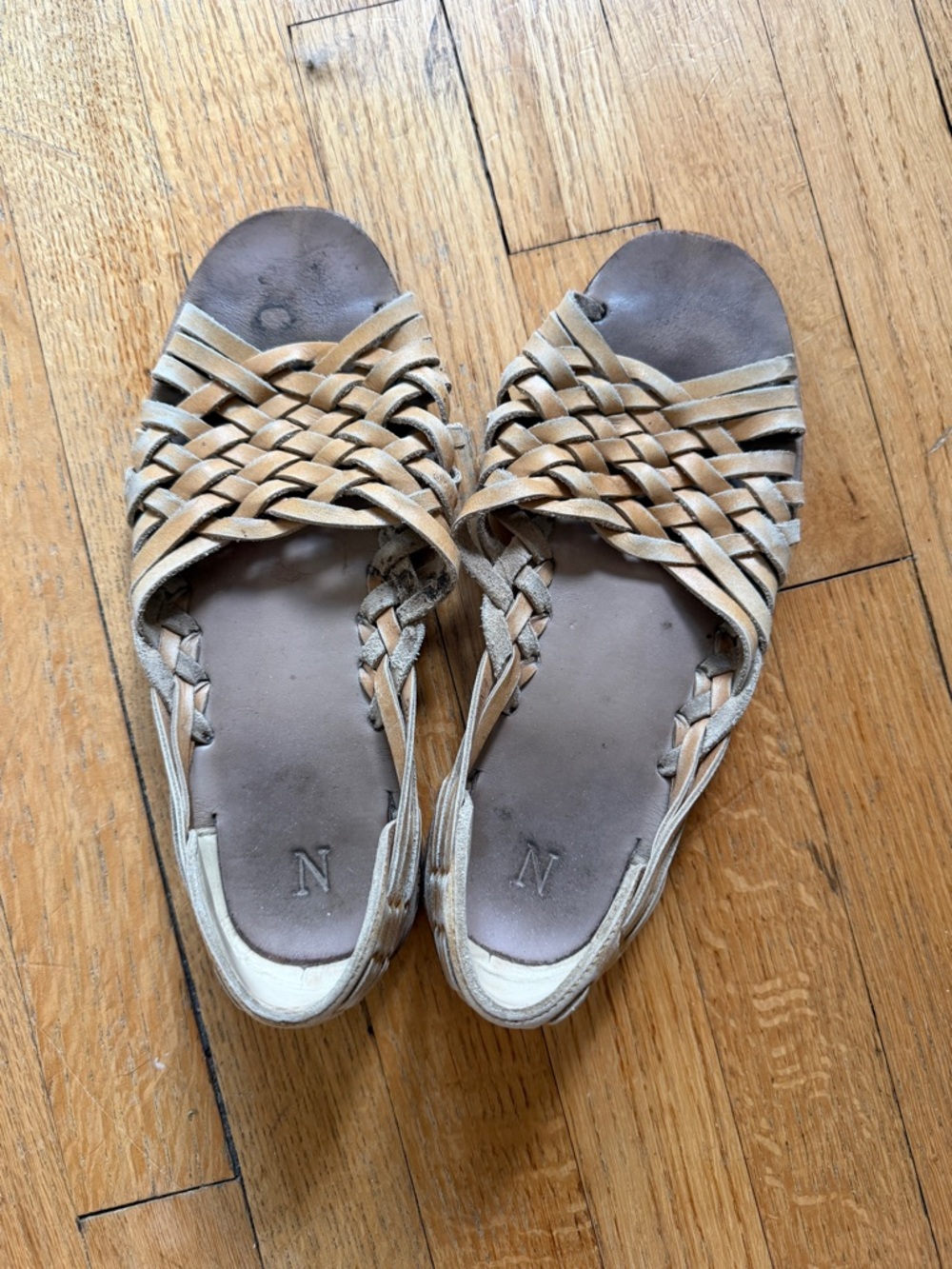 Nisolo Woven Leather Slingback Sandals in Tan
